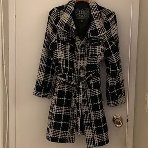 Black and white pea coat